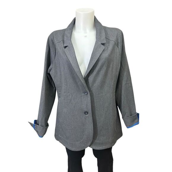 Eddie Bauer Gray Notched Collar Blazer Jacket Casual Stretchy size‎ XL Womens - Picture 1 of 10